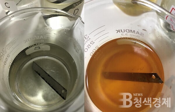 친환경제설제와 염수용액 부식성 테스트