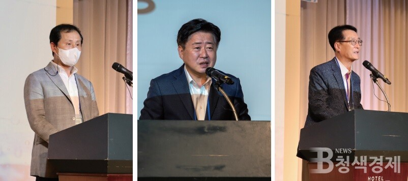 좌측부터 (사)탄실연 오홍식 이사장, 제주 오영훈 도지사, 신안군수 박우량