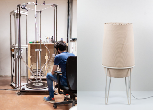3D 프린팅 작업 현장과 자연모방 쿨러 [사진=Entreautre design agency]