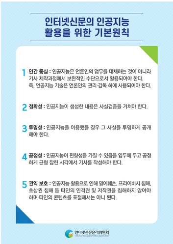 인터넷신문윤리위원회, AI 활용 언론윤리 가이드라인 발표