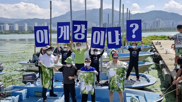"이게 강이냐?" 환경단체, 낙동강 녹조 현장조사 착수